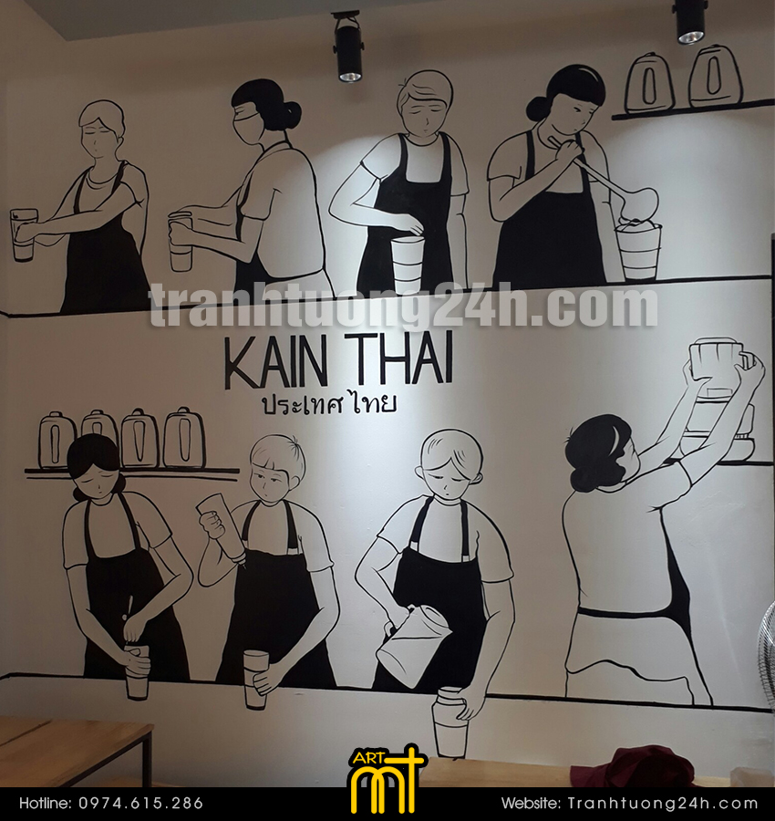 vẽ tranh tường quán trà sữa